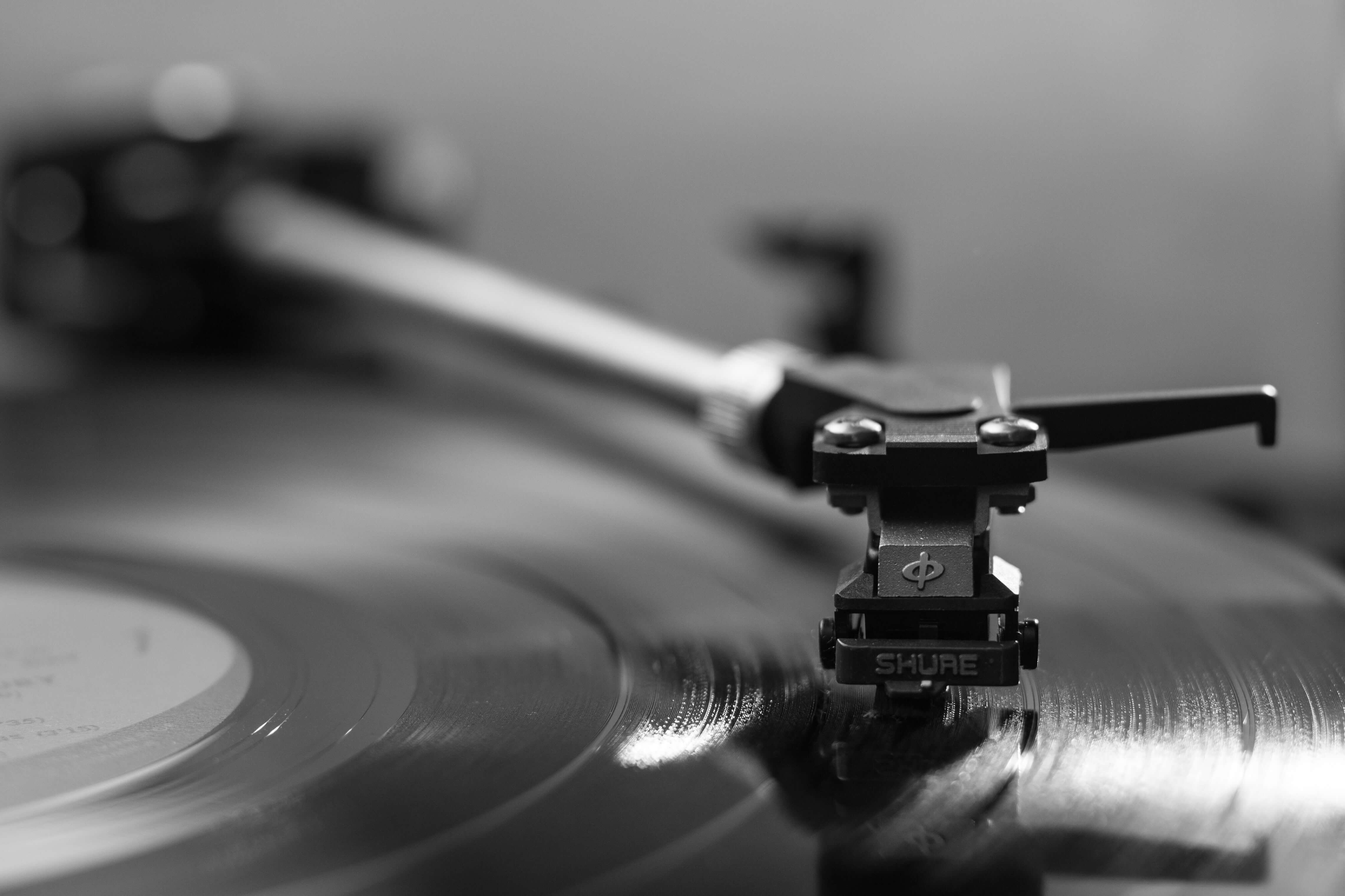 A monochromatic and branded record player.